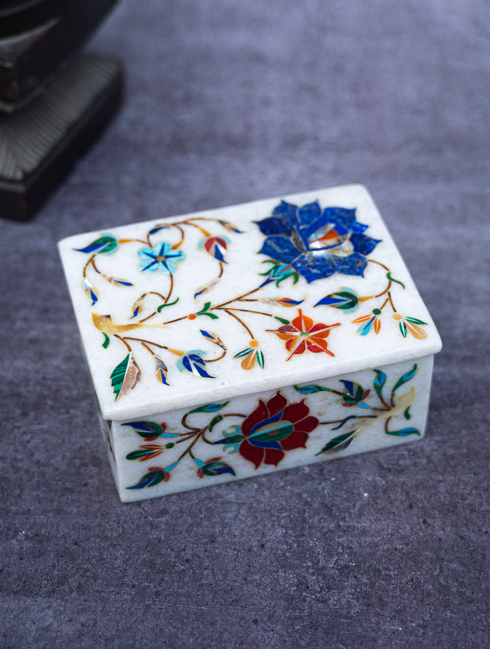 Load image into Gallery viewer, Floral Tapestry Marble Inlay Box