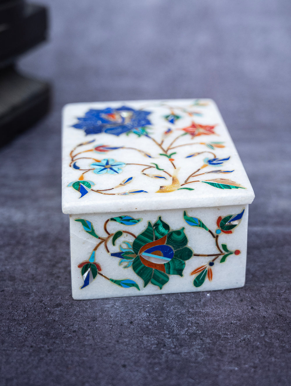 Floral Tapestry Marble Inlay Box