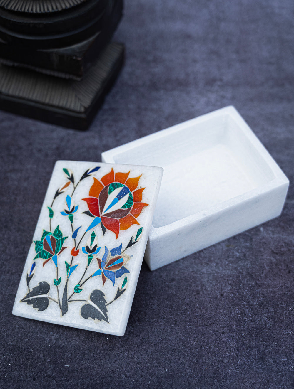 Load image into Gallery viewer, Floral Tapestry Marble Inlay Box