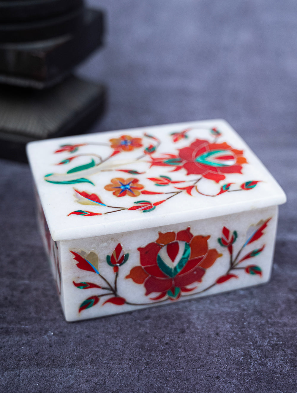 Floral Tapestry Marble Inlay Box