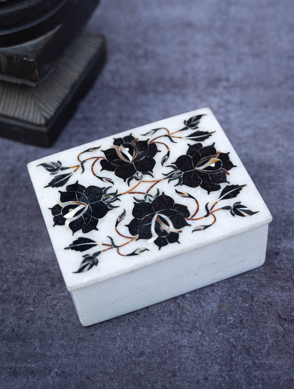 Load image into Gallery viewer, Floral Tapestry Marble Inlay Box