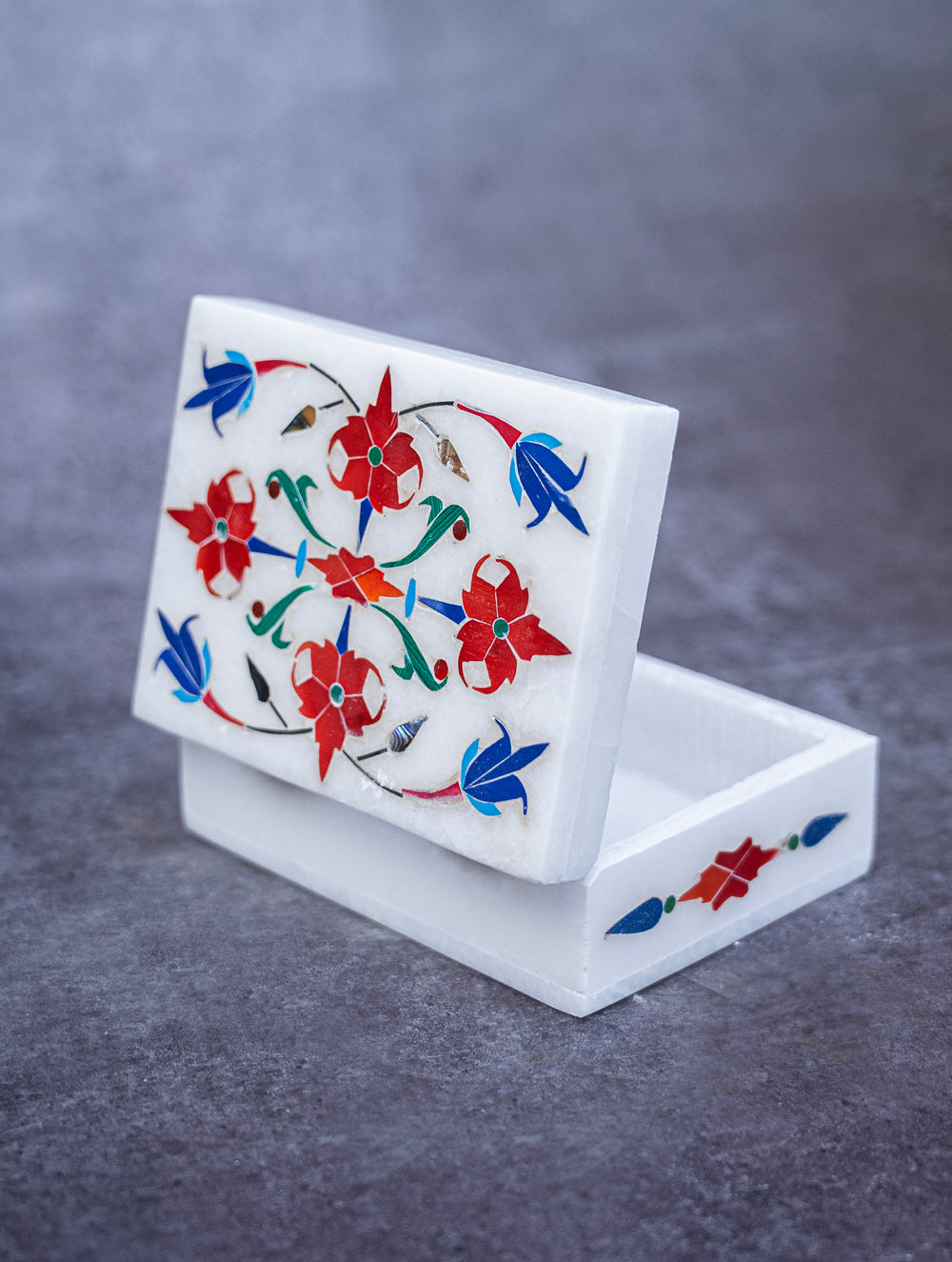 Floral Tapestry Marble Inlay Box