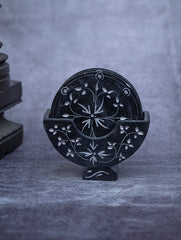 Floral Tapestry Marble Inlay Coasters