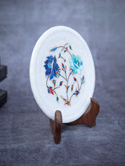 Floral Tapestry Marble Inlay Desk Curio