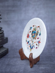Floral Tapestry Marble Inlay Desk Curio