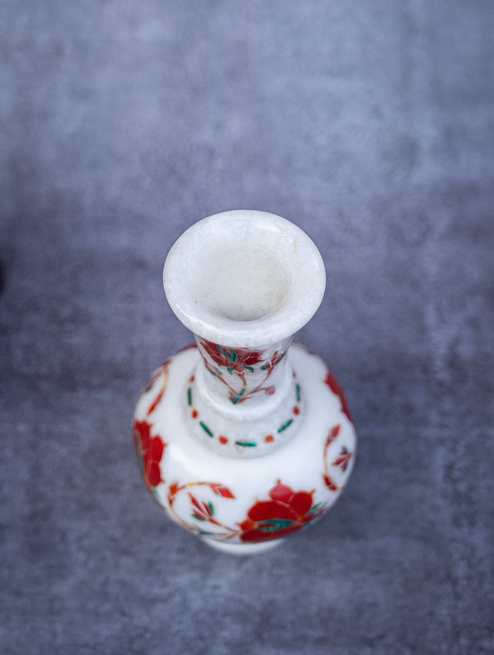 Floral Tapestry Marble Inlay Vase