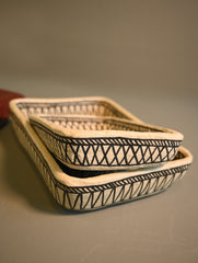 Hand Rendered Madhubani Papier Mache Organiser Trays - Mayur Joda (Set of Two)