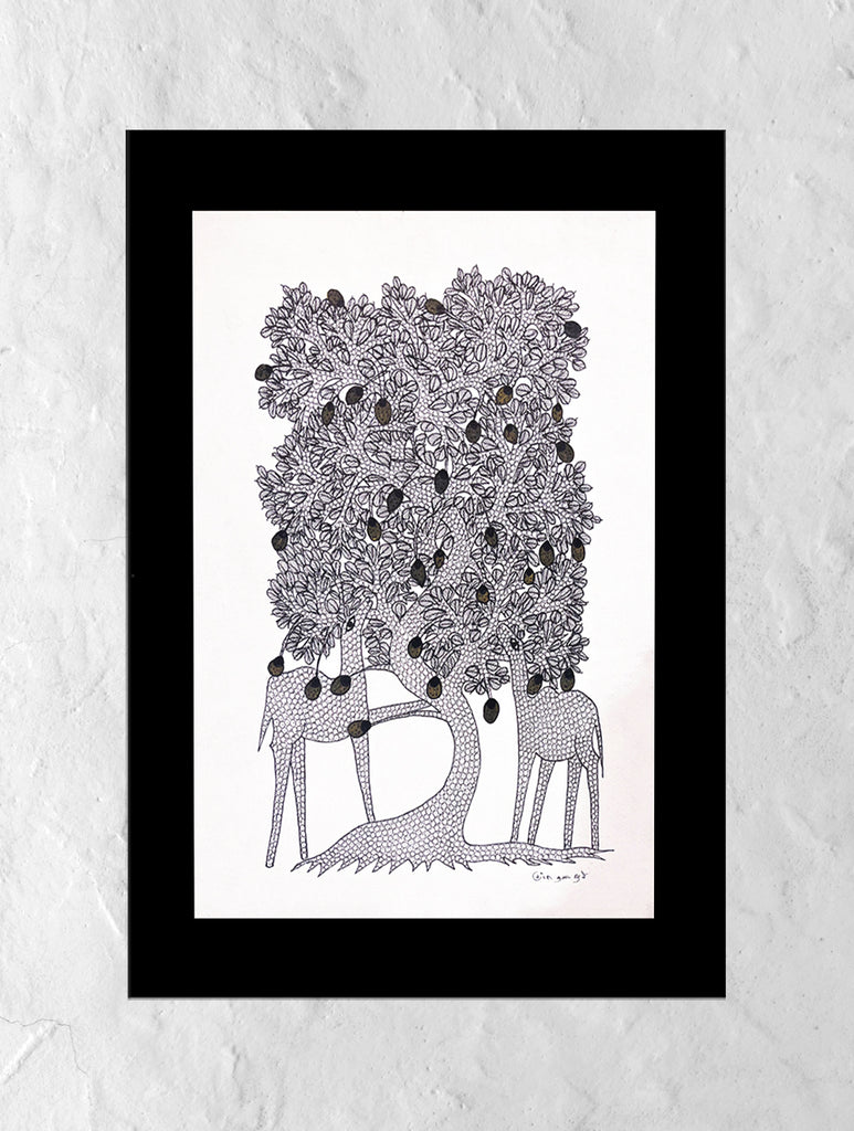 Gond Art Painting - Deer & Tree