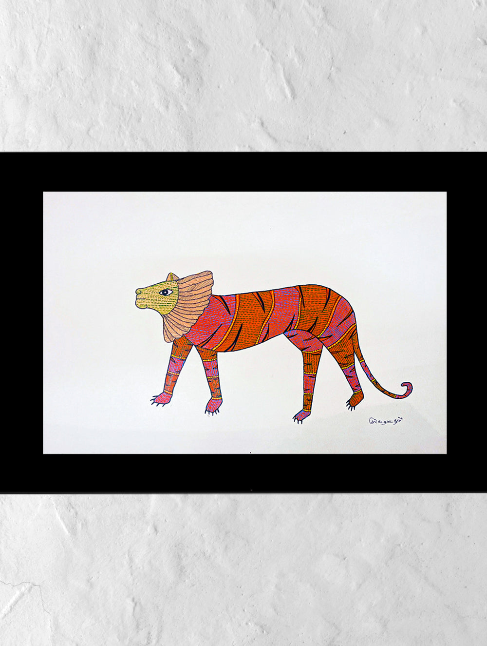 Load image into Gallery viewer, Gond Art Painting - Lion