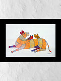 Gond Art Painting - Tiger & Cubs