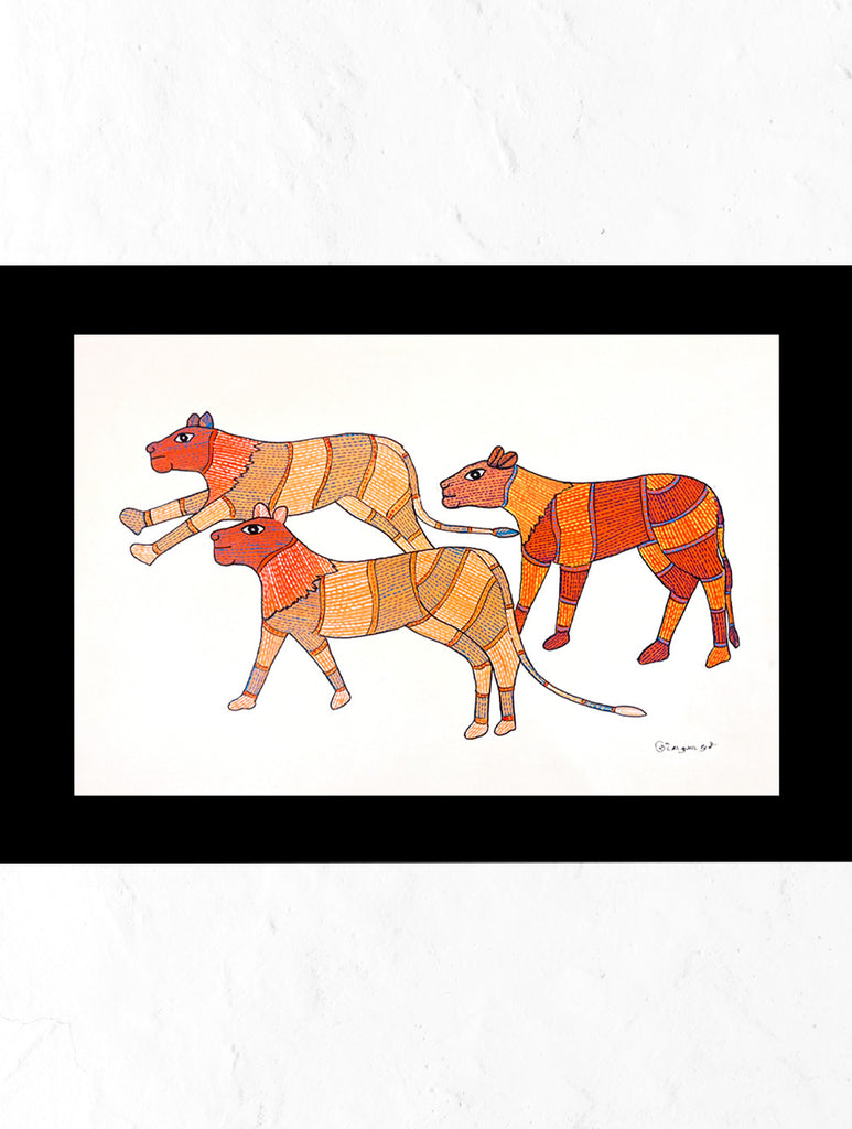 Gond Art Painting - Tigers