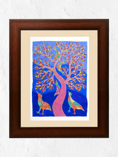 Gond Art Painting - Birds & The Tree of Life (Large, 30