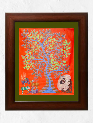 Gond Art Painting - Eternal Tree of Life (Extra Large, 48