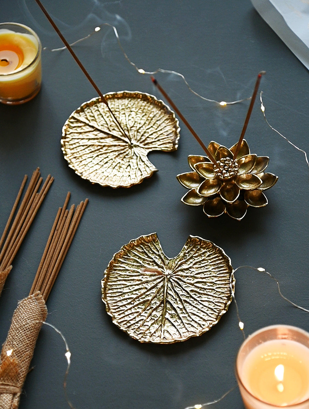The India Craft House Heritage Gift Hamper - Waterlily and Sculpted Leaves (Set of 3)