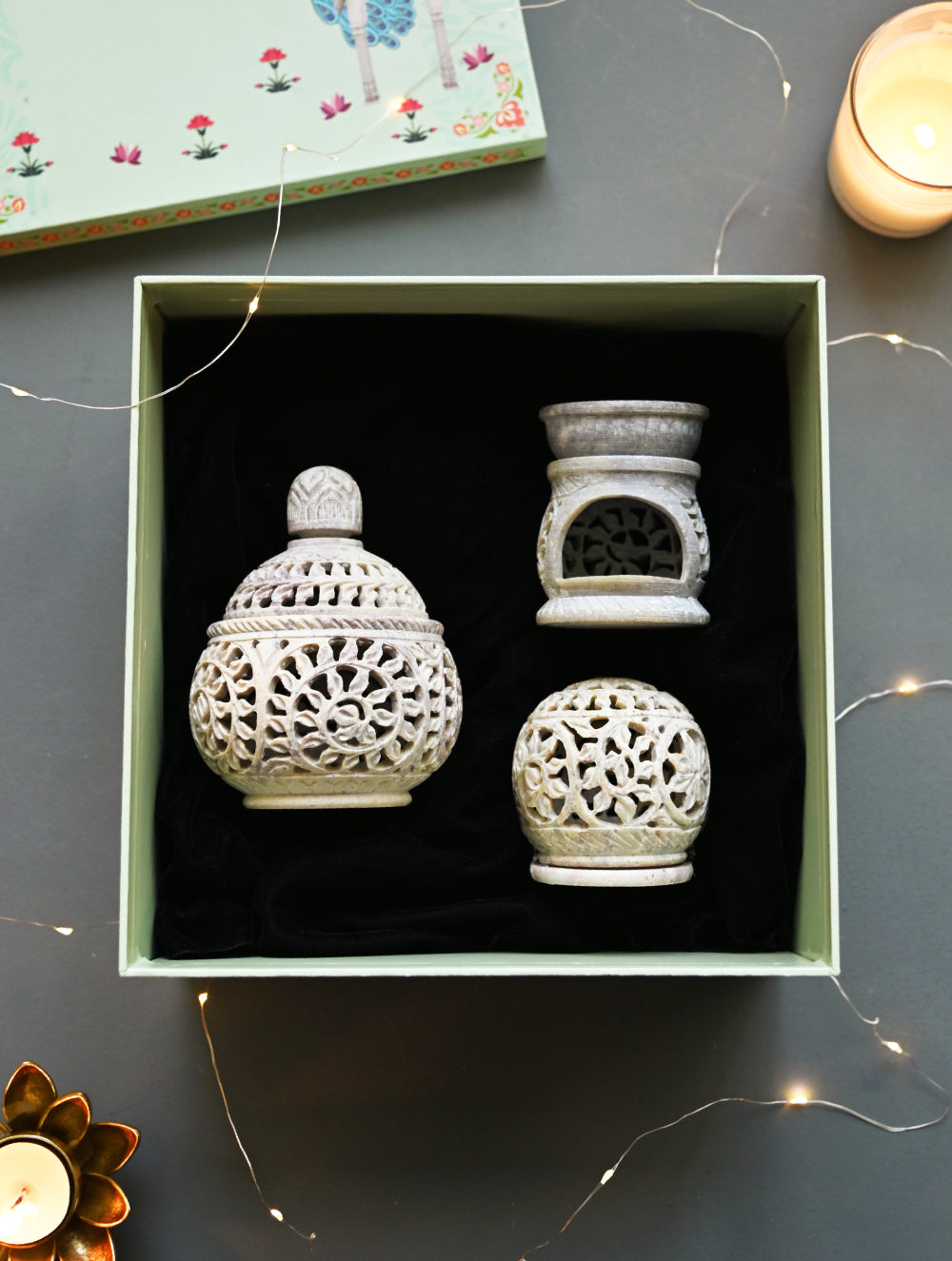 The India Craft House Heritage Gift Hamper - Soapstone Filigree Trio