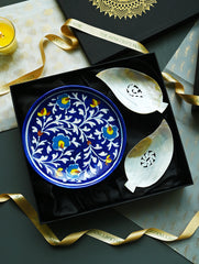 The India Craft House Heritage Gift Hamper - Blue Pottery & Shell Craft