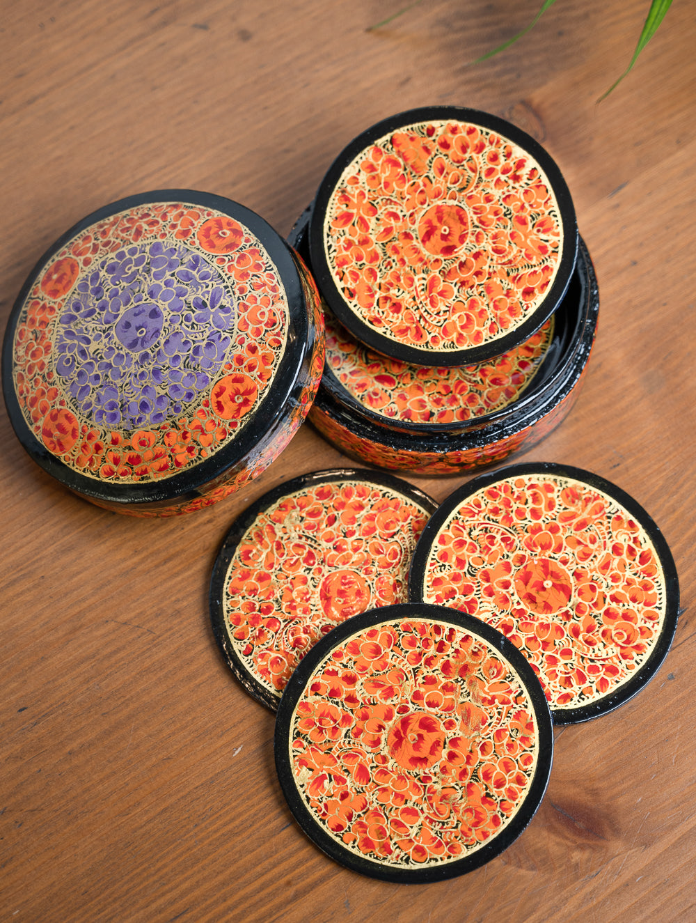 Load image into Gallery viewer, Hand-Painted Kashmiri Coasters (With Box)