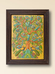 Hand-rendered Stone Dust Painting - Bahar-e-Nazrana (Framed 15" x 12")