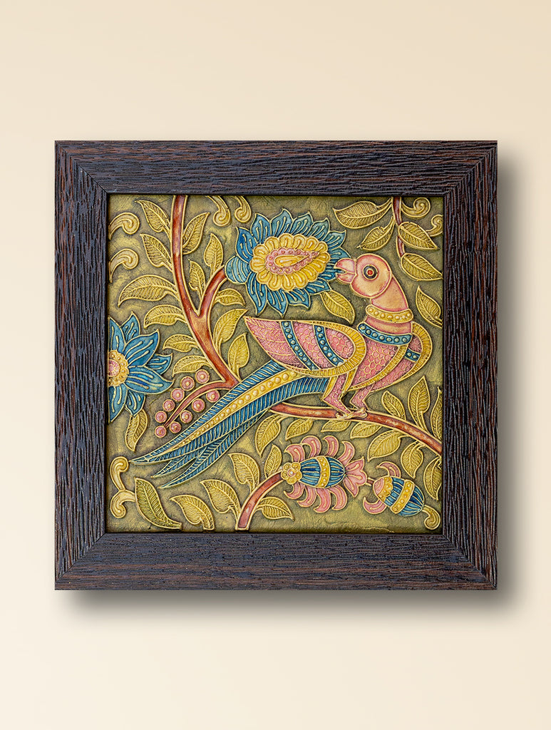 Hand-rendered Stone Dust Painting - Berry Hued (Framed 9" x 9")