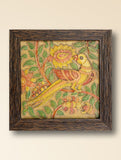 Hand-rendered Stone Dust Painting - Golden Parrot (Framed 9