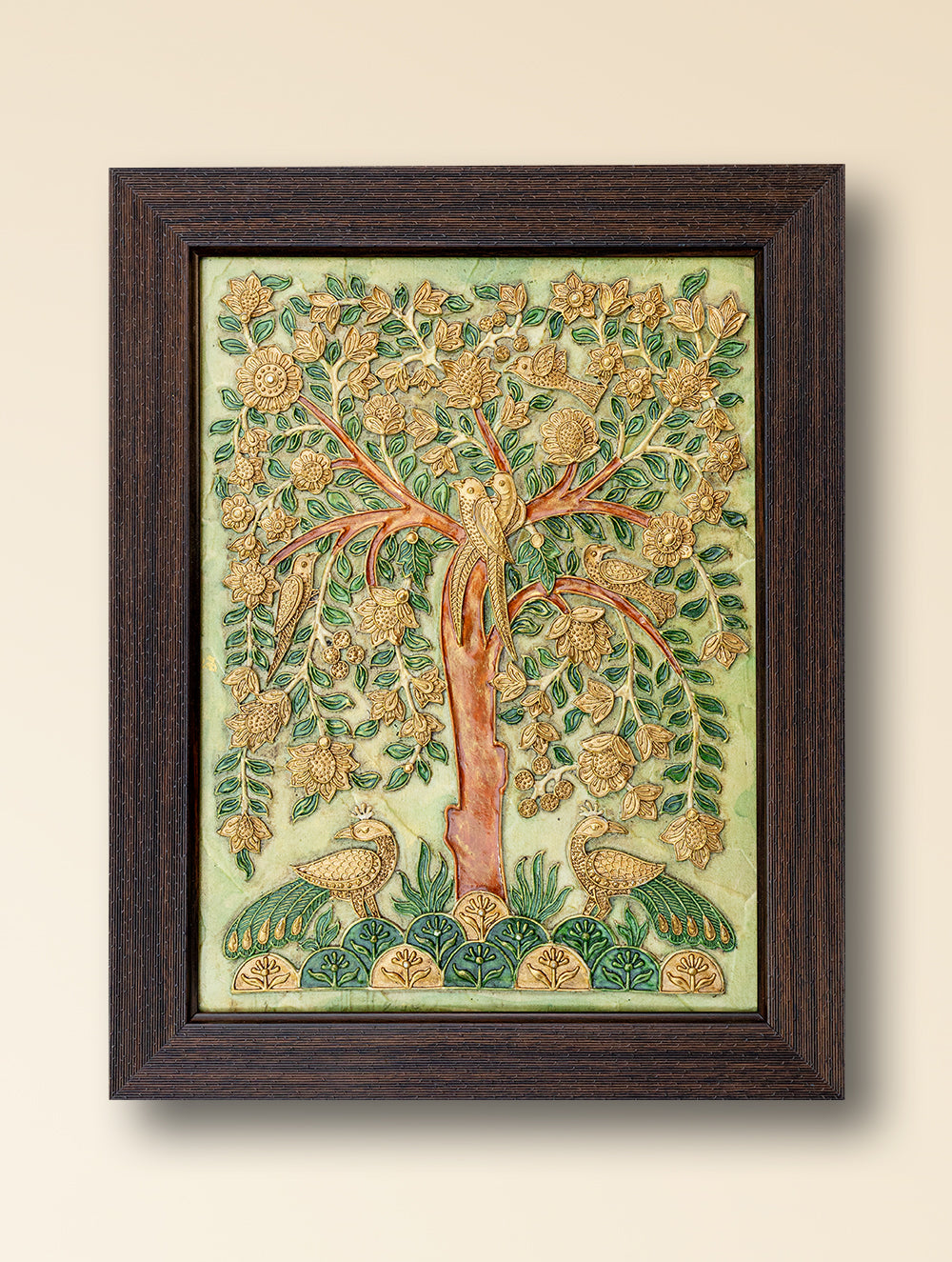 Load image into Gallery viewer, Hand-rendered Stone Dust Painting - Tazeen-e-Bagh (Framed 15" x 12")