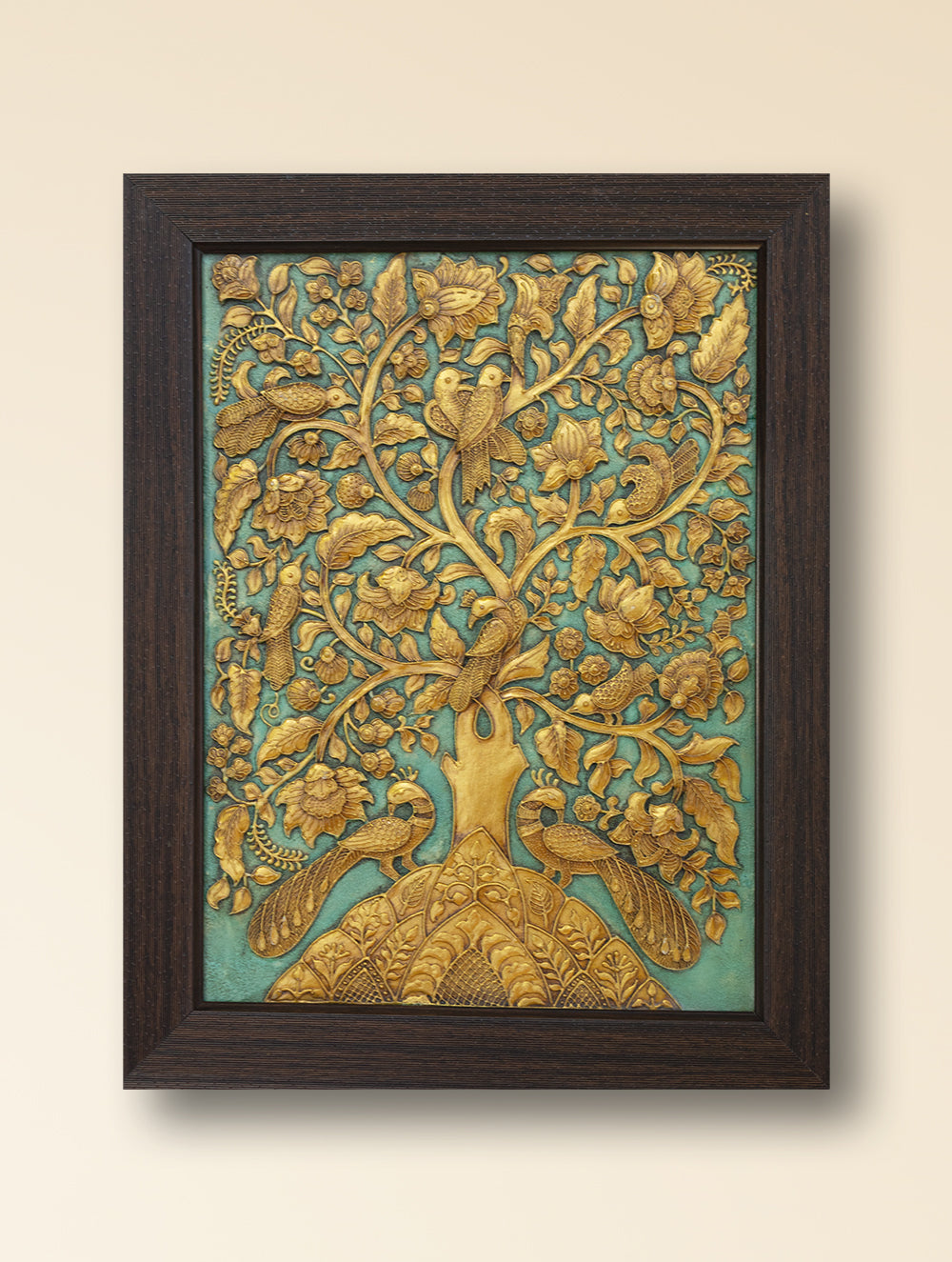 Hand-rendered Stone Dust Painting - The Garden of Gold (Framed 15" x 13")