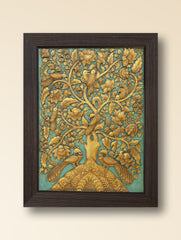 Hand-rendered Stone Dust Painting - The Garden of Gold (Framed 15" x 13")