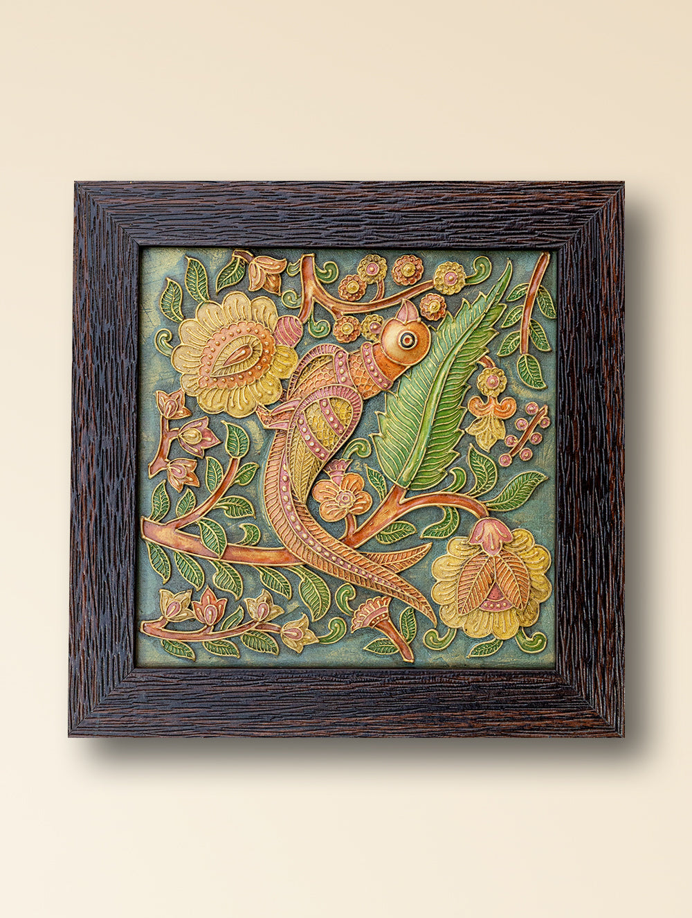 Hand-rendered Stone Dust Painting - Zarrin (Framed 9" x 9")