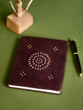 Load image into Gallery viewer, Hand Embossed Leather Diary with Handmade Paper - Brown Filigree