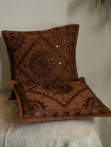 Hand Embroidered Mirror Work Cushion Covers (Set of 2)