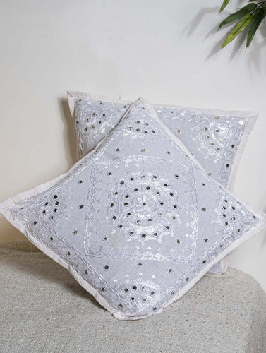 Hand Embroidered Mirror Work Cushion Covers (Set of 2)