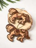 Hand Embroidered Zardozi Xmas Decorations - Beige Antique Horses (Set of 2)