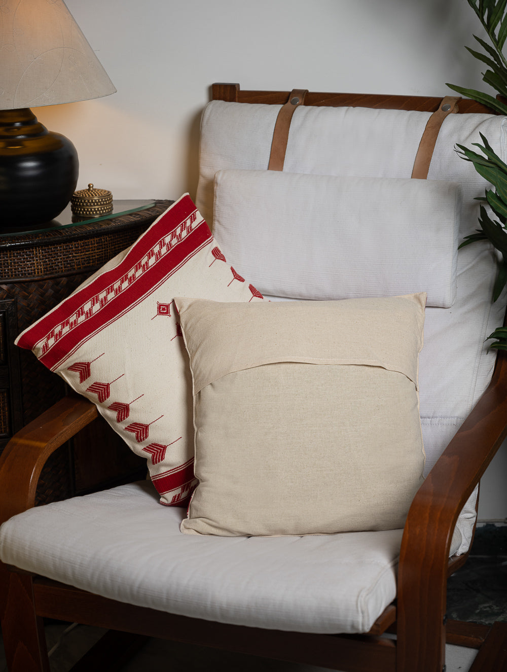 Hand Woven Kashida Pattu Cushion Covers - Red Arrows (Set of 2)