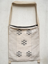 Load image into Gallery viewer, Hand Woven Kashida Pattu Large Sling Bag - White &amp; Black