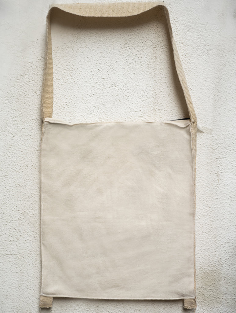 Hand Woven Kashida Pattu Large Sling Bag - White & Black