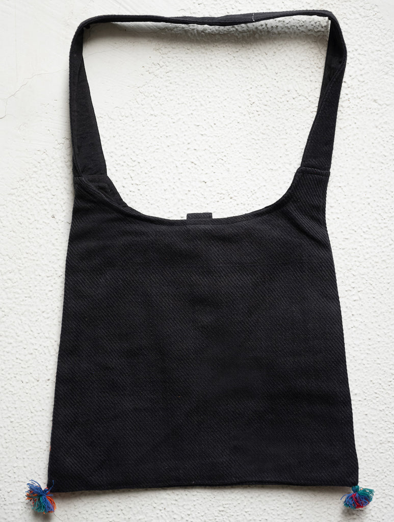 Hand Woven Kashida Pattu Sling Bag - Black Threads