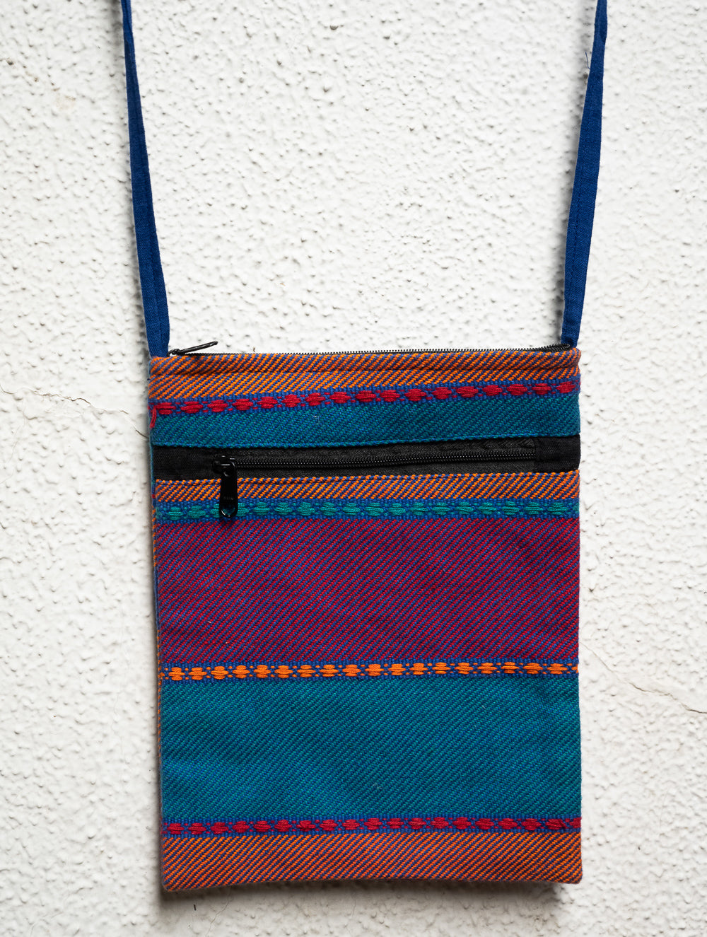 Load image into Gallery viewer, Hand Woven Kashida Pattu Small Sling Bag - Blue