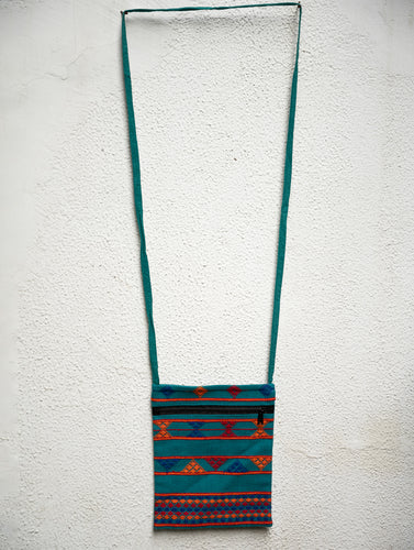 Hand Woven Kashida Pattu Small Sling Bag - Green