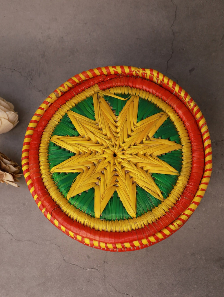 Handcrafted Bhadohi Multiutility  Basket - Yellow