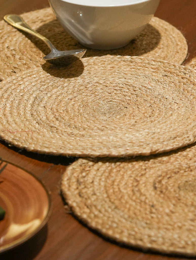 Handcrafted Jute Round Placemats (Set of 4)
