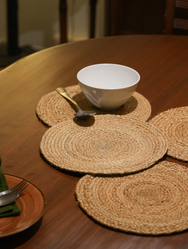 Handcrafted Jute Round Placemats (Set of 4)