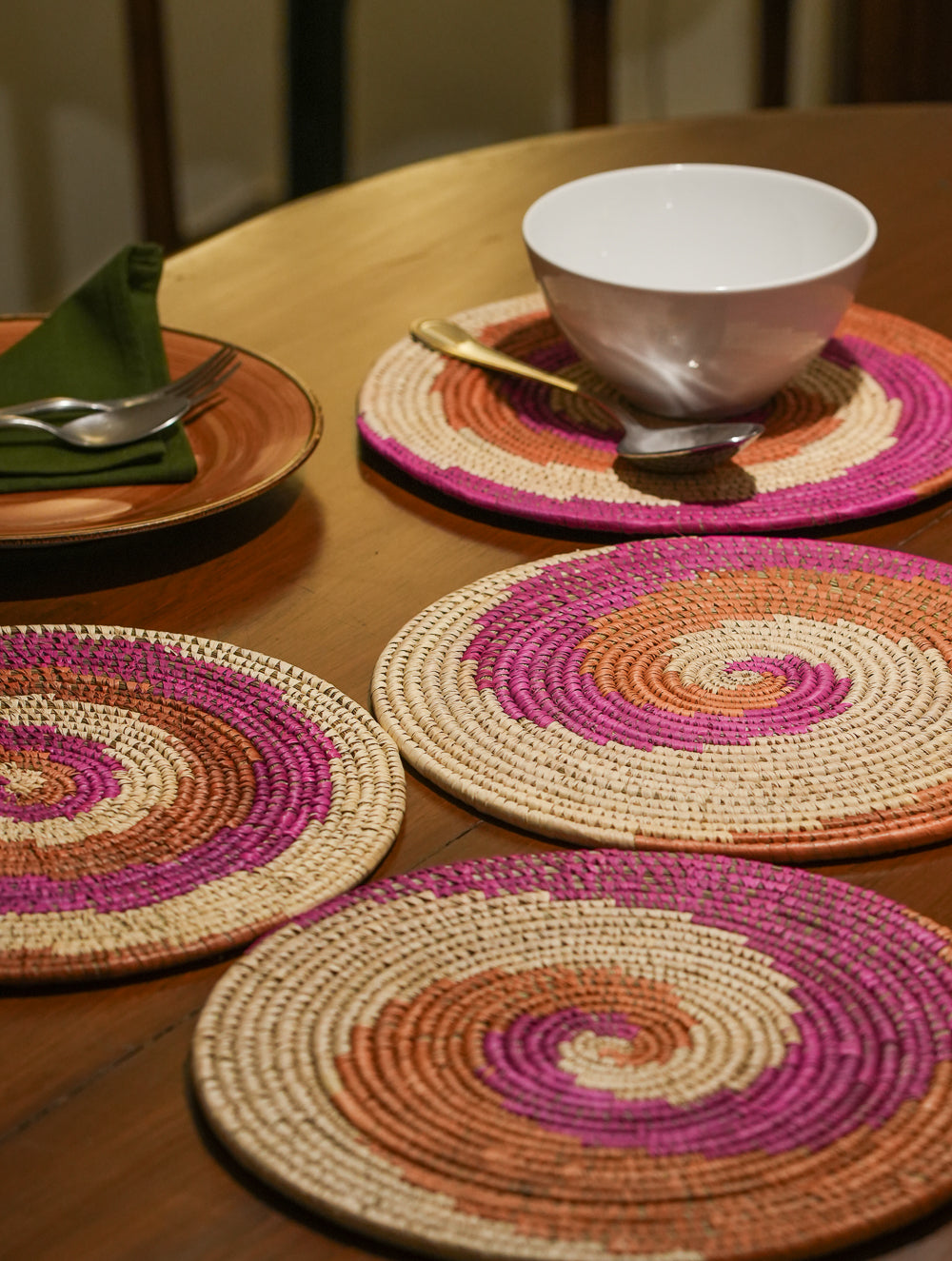 Handcrafted Sabai & Khajur Place Mats - (Set of 5)