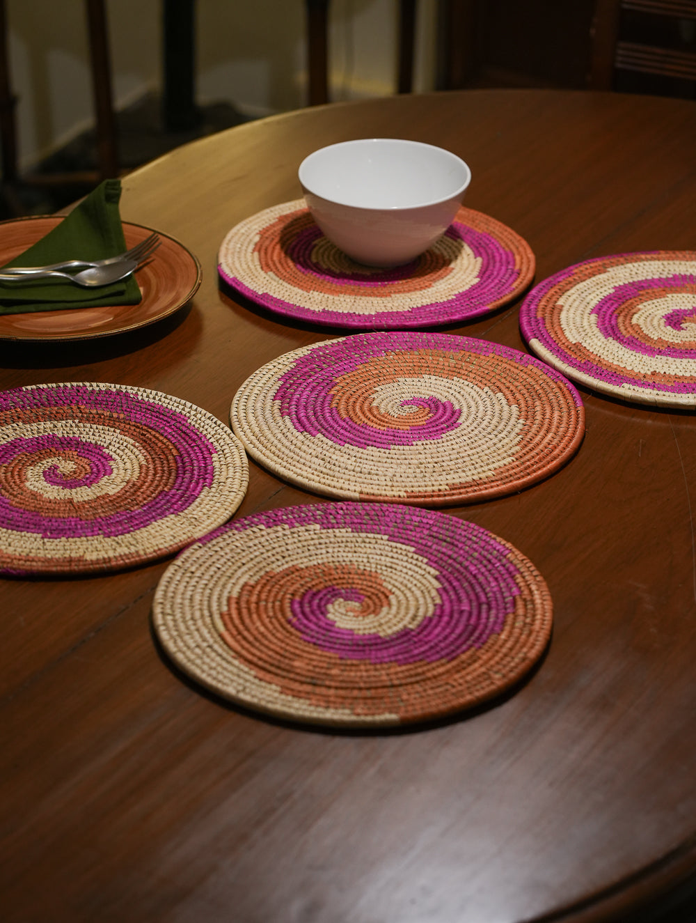 Handcrafted Sabai & Khajur Place Mats - (Set of 5)