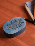Handcrafted Wooden Engraved Decorative Box - Blue Floral