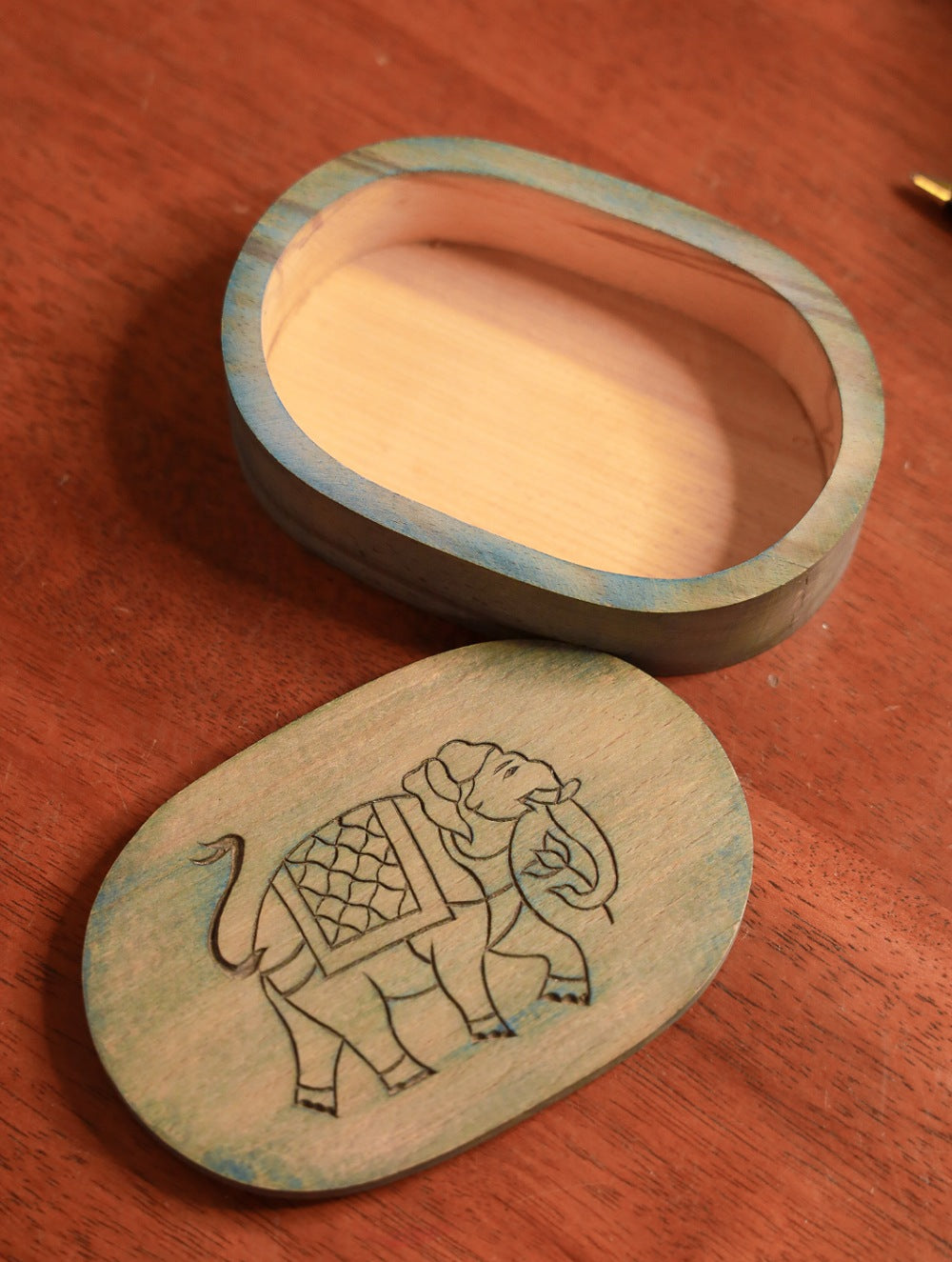 Load image into Gallery viewer, Handcrafted Wooden Engraved Decorative Box - Elephant