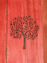 Handcrafted Wooden Engraved Paper Holder - Red