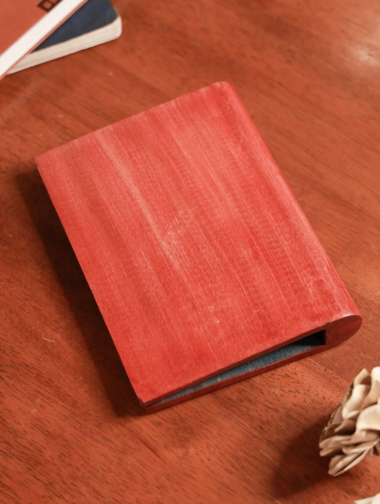 Handcrafted Wooden Engraved Paper Holder - Red