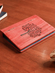 Handcrafted Wooden Engraved Paper Holder - Red