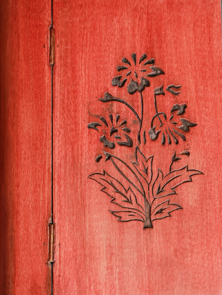 Handcrafted Wooden Engraved Paper Holder - Red