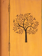Handcrafted Wooden Engraved Paper Holder - Yellow